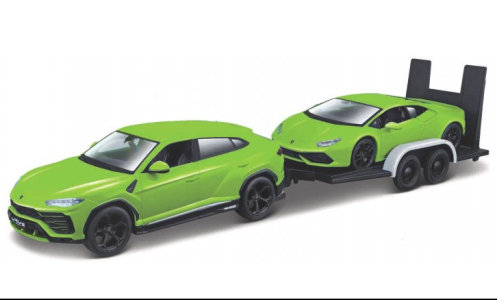 Lamborghini set of 2, Urus and Huracan with transport trailer Lamborghini set of 2, Urus and Huracan with transport trailer