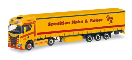 Scania CS 20 HD V8 curtain canvas semitrailer "Hahn & Reher"